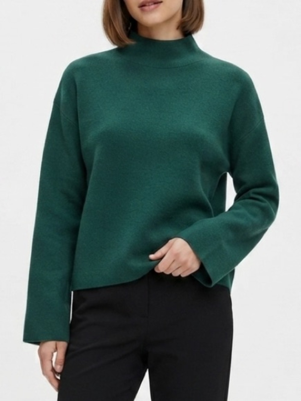 Evereve Green Ribber Turtleneck Sweater Size S Pullover Long Sleeve Knit